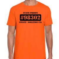 Boeven / gevangenen isolation cel - verkleed t-shirt - oranje - voor heren - koningsdag - boef