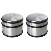 Set van 4x stuks deurstoppers rond zilver/mat zwart 10 x 8 cm