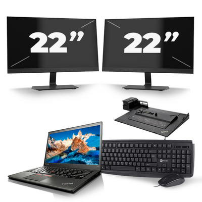 Lenovo ThinkPad T450s - Intel Core i7-5e Generatie - 14 inch - 8GB RAM - 256GB SSD - Windows 11 + 2x 22 inch Monitor
