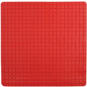 Douche/bad anti-slip mat badkamer - rubber - rood - 54 x 54 cm - vierkant