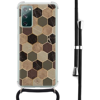 Samsung Galaxy S20 FE hoesje met koord - Kubus groen bruin
