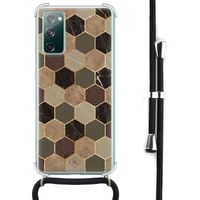Samsung Galaxy S20 FE hoesje met koord - Kubus groen bruin