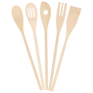 Keukengerei - kooklepels-spatel set - 5-delig - bamboe hout - 30 cm