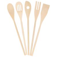 Keukengerei - kooklepels-spatel set - 5-delig - bamboe hout - 30 cm