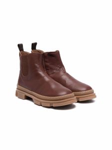 Pèpè bottines zippées en cuir - Marron