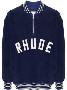 RHUDE sweat zippé à patch logo - Bleu