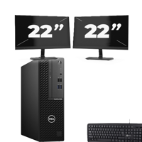 DELL OPTIPLEX 3080 SFF - Intel Core i5-10e Generatie - 8GB RAM - 256GB SSD - Windows 11 + 2x 22 inch Monitor