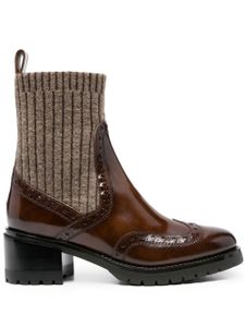 Santoni bottines à empiècements en maille - Marron