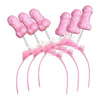 Diadeem/tiara met piemels - 10x - roze - plastic - L22 cm - bewegende piemels - thumbnail