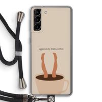 Aggressively drinks coffee: Samsung Galaxy S21 Plus Transparant Hoesje met koord