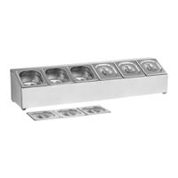 GN-containerhouder - incl. 6 GN 1/6 containers met deksel