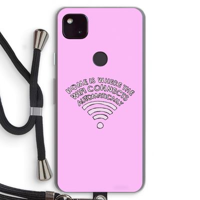 Home Is Where The Wifi Is: Pixel 4a 5G Transparant Hoesje met koord