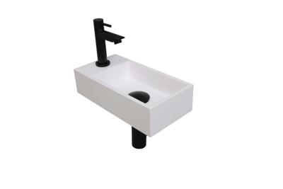 Fonteinset INK Versus 36x18x9 cm Polystone Glans Wit Met Kraangat Links Mat Zwart