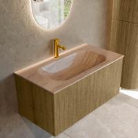 Badmeubel Mondiaz Kurve-Dlux | 90 cm | Meubelkleur Dusk | Wastafelkleur Saba | Solid surface | Wasbak midden spoelbak | 1 kraangat