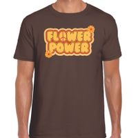 Hippie t-shirt voor heren - flower power - vintage - bruin - jaren 60 themafeest