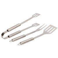 Barbecue/bbq gereedschap 3-delige set 33 cm van RVS - thumbnail