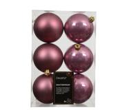 6 onbreekbare kerstballen vintage roze 8 cm