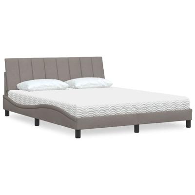 Bed met matras "Hanko" stof taupe 160x200 cm