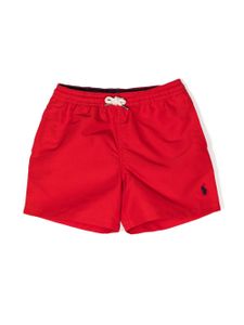 POLO RALPH LAUREN KIDS short de bain à logo imprimé - Rouge