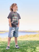 Bermuda in denim voor jongens met verstelbare taille double stone