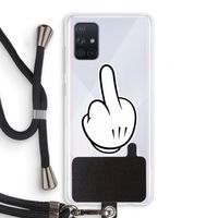 Middle finger black: Samsung Galaxy A71 Transparant Hoesje met koord