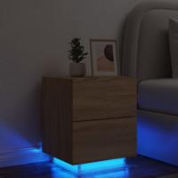 Nachtkastje met LED-verlichting bewerkt hout sonoma eikenkleur - thumbnail