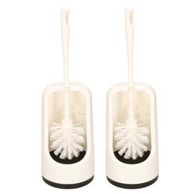 Buemag WC Toiletborstel - 2x - met houder en randreiniger - wit - 41 cm - kunststof - Toiletgarnituu