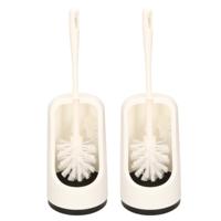 Buemag WC Toiletborstel - 2x - met houder en randreiniger - wit - 41 cm - kunststof - Toiletgarnituu