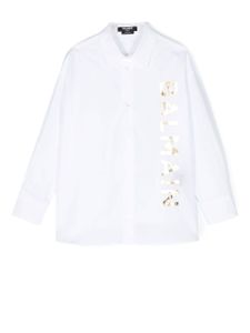 Balmain Kids chemise en coton à logo imprimé - Blanc