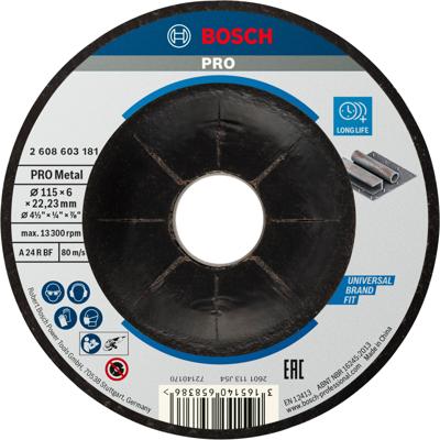 Bosch Accessoires Afbraamschijf gebogen Standard for Metal A 24 P BF, 115 mm, 22,23 mm, 6,0 mm 1 stuks - 2608603181
