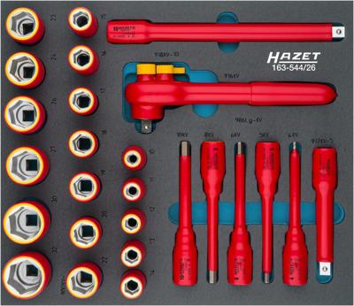 HAZET Dopsleutelset - geïsoleerd 163-544/26 - 1/2 inch (12,5 mm) vierkant hol - Buiten-zeskant-tractieprofiel, Binnen-zeskant-profiel - 26-delig - 10