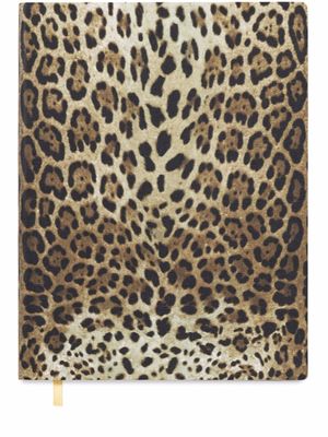 Dolce & Gabbana carnet en cuir à imprimé léopard - Marron