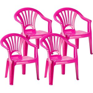 8x stuks kinderstoelen roze kunststof 35 x 28 x 50 cm