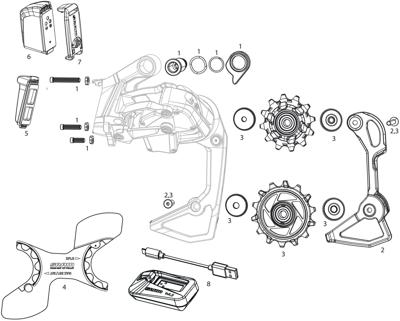 Sram achterderailleur "red axs e1" rear derail. axs e1 10-28/36t