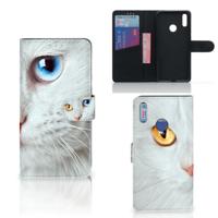 Huawei Y7 (2019) | Telefoonhoesje | Met pasjeshouder | Witte Kat