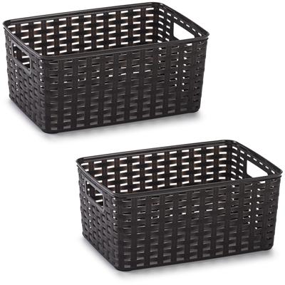 Opbergmand - 3x - Kastmand - rotan kunststof - donkerbruin - 10 Liter - 22 x 33 x 16 cm
