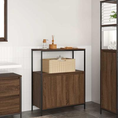 Badkamermeubel met planken 76,5x35x95 cm bruin eiken