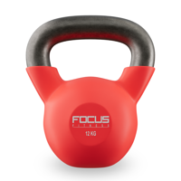 Kettlebell - Focus Fitness Vinyl - 12 kg - Rood - thumbnail