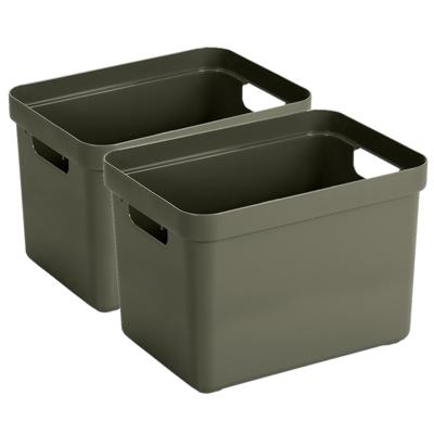 Sunware Opbergbox Sigma - 2x - kunststof - donkergroen - 18 liter - Opbergbakken/opbergers