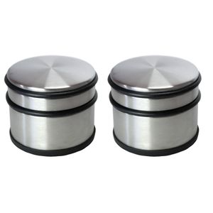 Set van 2x stuks deurstoppers rond zilver/mat zwart 10 x 8 cm