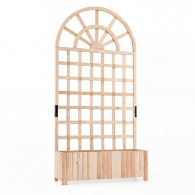 Bloembakken met Latwerk Buitenbakken met Afschermingspanelen en Afwateringsgaten Geschikt voor Terrassen Balkons en Tuinen-Naturel