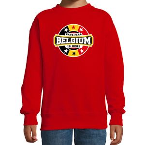 Have fear Belgium is here / Belgie supporter sweater rood voor kids