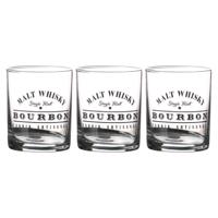 Urban Living whiskey glazen Comptoir - gedecoreerd glas - 3x stuks - 280 ml