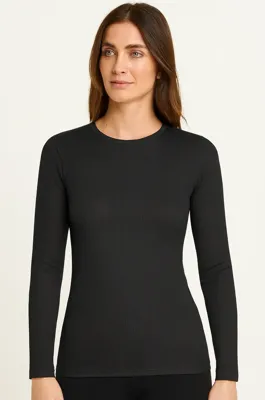 Thermo Rib dames shirt Lange mouw - Warm thermisch ondershirt met ronde hals