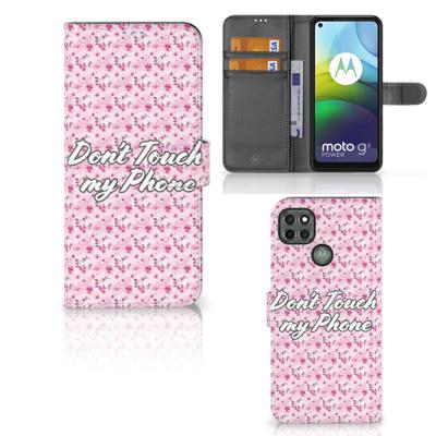 Motorola Moto G9 Power Portemonnee Hoesje Flowers Pink DTMP Motorola Moto G9 Power Portemonnee Hoesje Flowers Pink DTMP