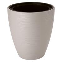 Form Plastic Plantenpot/bloempot Gobi - kunststof - licht grijs - D30 x H32 cm - met binnenpot