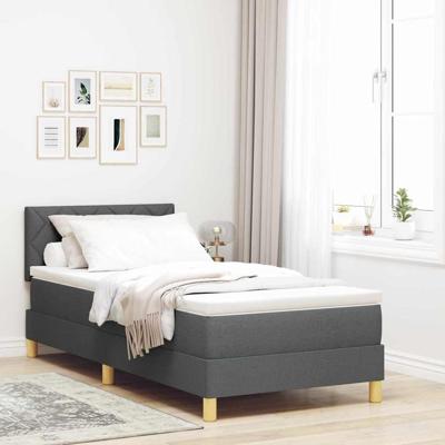 Boxspring Bed met Matras & LED Donkergrijs 100x200 cm Stof