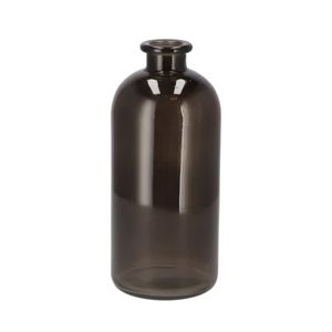 Bloemenvaas fles model - helder gekleurd glas - zwart - D11 x H25 cm