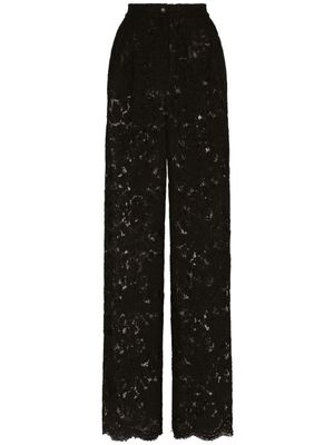 Dolce & Gabbana pantalon de tailleur à fleurs en dentelle - Noir