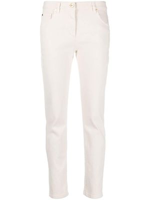 Brunello Cucinelli pantalon droit à patch logo - Blanc